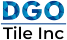 Blue and black logo for DGO Tile Inc with bold geometric lettering